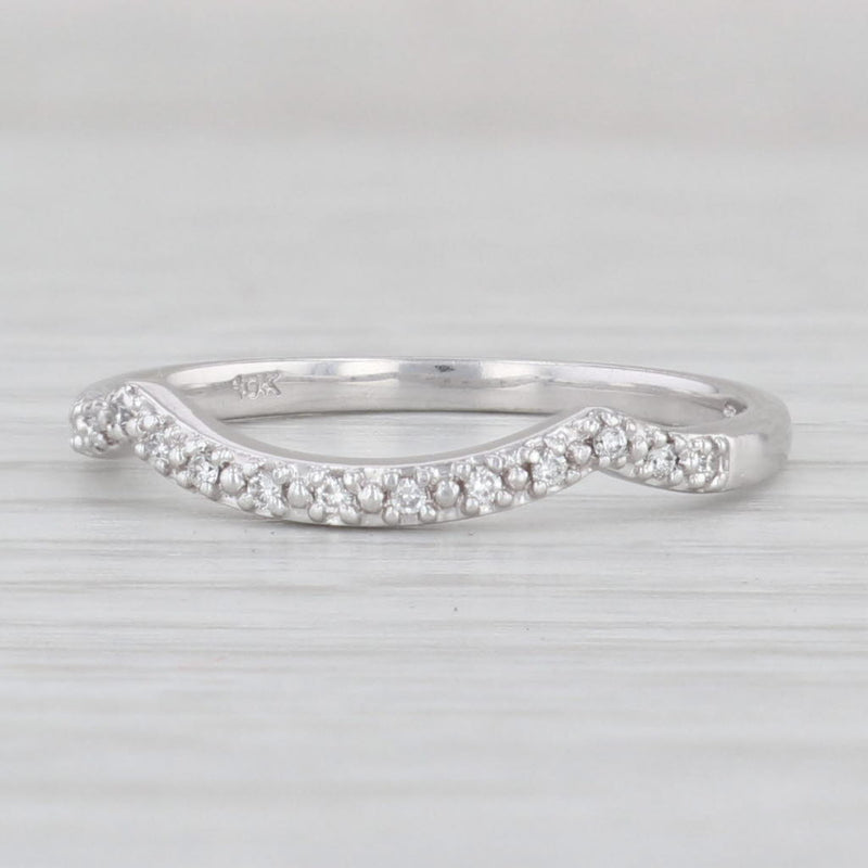 Diamond Accented Contoured Ring Guard 10k White Gold Size 7 Stackable
