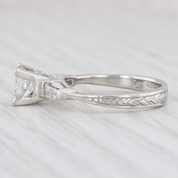 Light Gray 1.14ctw Princess Diamond Engagement Ring 950 Platinum Size 5.75 EGL USA
