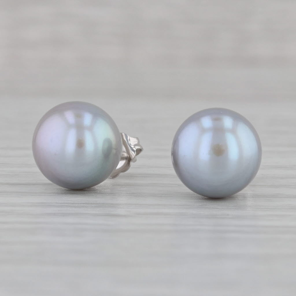 Gray Honora Gray Pearl Stud Earrings 14k White Gold Pierced Studs