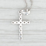 New 0.20ctw Diamond Cross Pendant Necklace 14k White Gold 18" Rope Chain