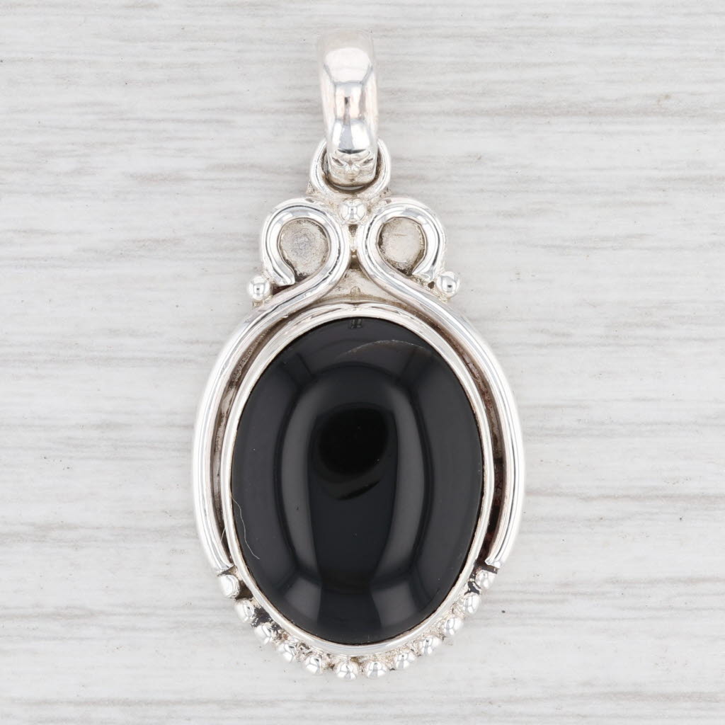 Light Gray New Onyx Statement Pendant 925 Sterling Silver B12751