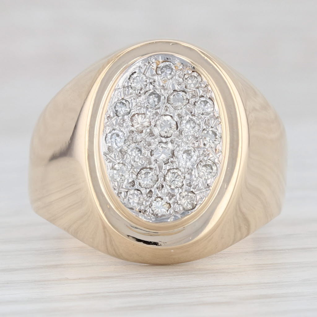 Light Gray 0.35ctw Pave Diamond Cluster Ring 14k Yellow Gold Size 10 Men's