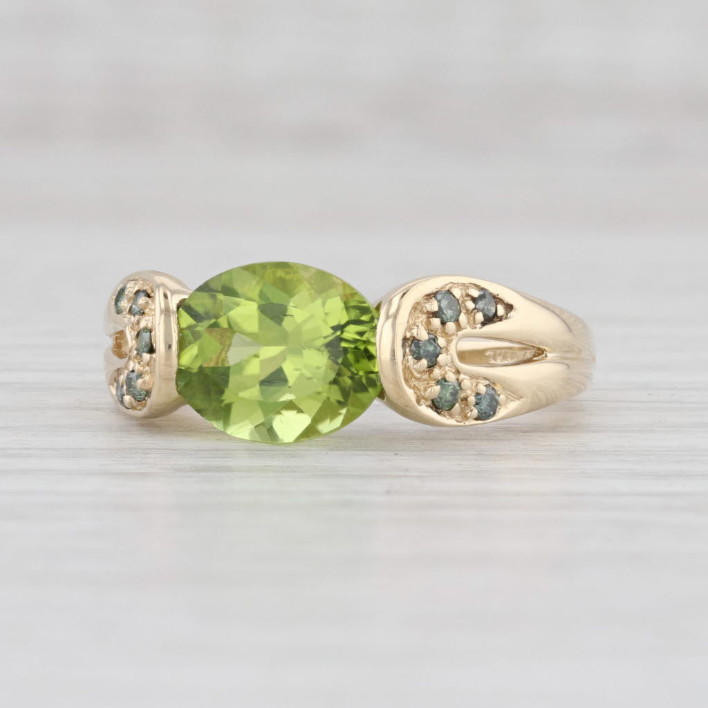 Light Gray 3.05ctw Peridot Diamond Ring 14k Yellow Gold Size 8 August Birthstone