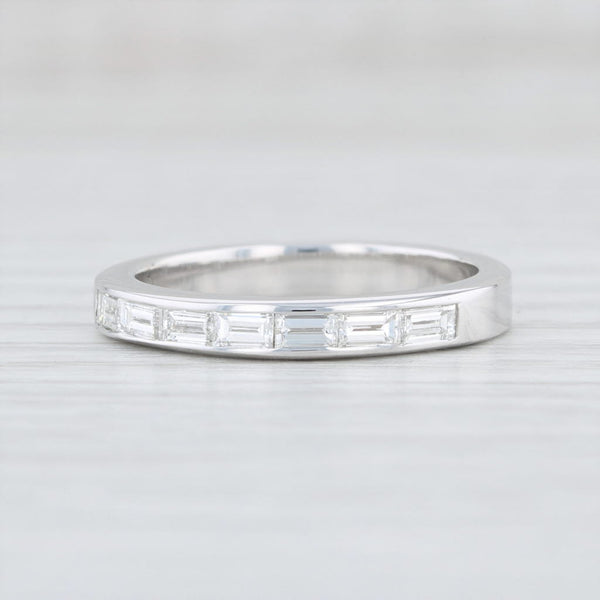 Light Gray 0.70ctw Baguette Diamond Wedding Band 18k White Gold Size 7 Ring
