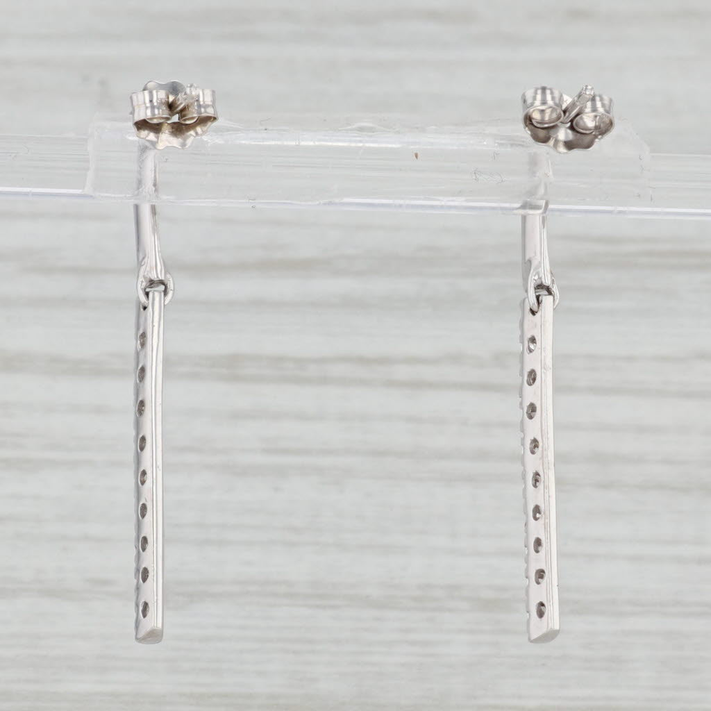 Light Gray 0.30ctw Cubic Zirconia Journey Dangle Earrings 18k White Gold Drops