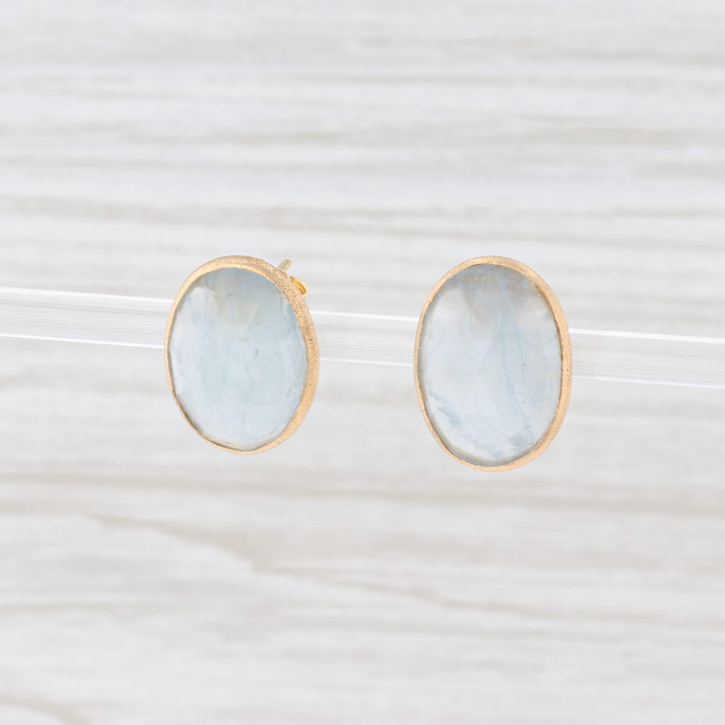 Light Gray New Nina Nguyen Aquamarine Stud Earrings 18k Yellow Gold March Birthstone