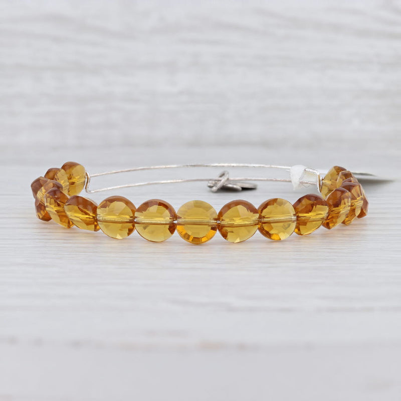 New Alex and Ani Team Dark Topaz Luxe Bracelet Shiny Silver Amber Crystal