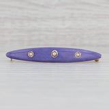 Light Gray Vintage Pearl Purple Enamel Bar Brooch 14k Rose Yellow Gold Pin