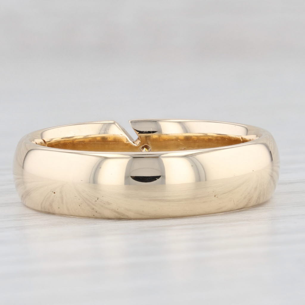 Light Gray Diamond Accented Men's Wedding Band 14k Yellow Gold Size 10 Ring