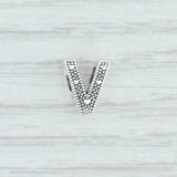 Light Gray New Authentic Pandora Letter V Charm 797476 Sterling Silver Pave "V" Bead