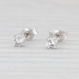 Light Gray New Small 0.35ctw Diamond Stud Earrings 14k White Gold Round Cut Solitaire