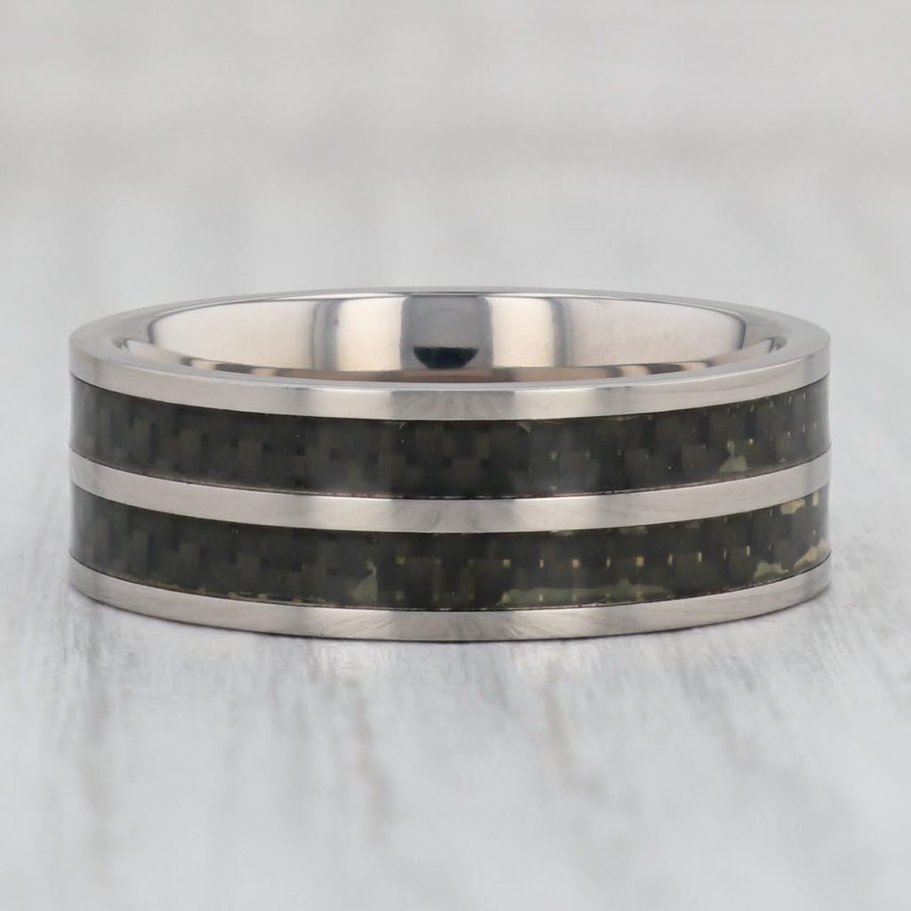 Gray New Men's Titanium Ring Size 11 Wedding Band Woven Pattern