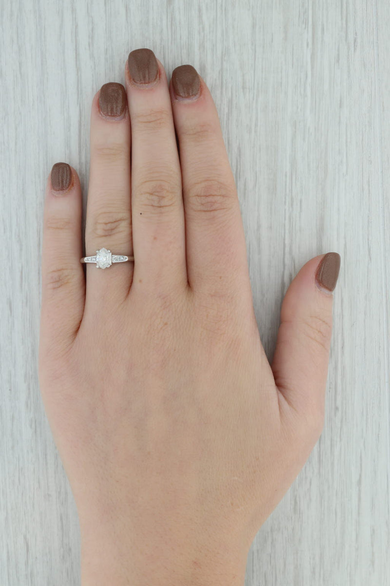 Gray Antique 0.48ctw Marquise Diamond Engagement Ring 900 Platinum Size 6.5 Yellow UV