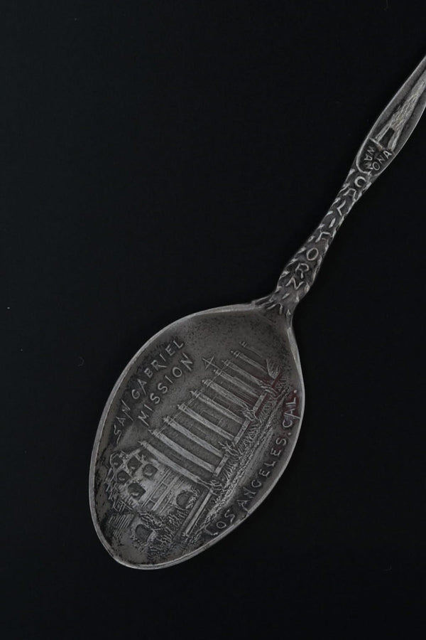 Black Antique Los Angeles California Souvenir Spoon Sterling Silver San Gabriel 4"