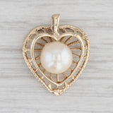 Gray Cultured Pearl Heart Pendant 14k Yellow Gold June Birthstone