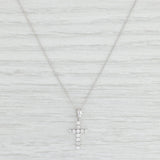 New 0.20ctw Diamond Cross Pendant Necklace 14k White Gold 18" Rope Chain