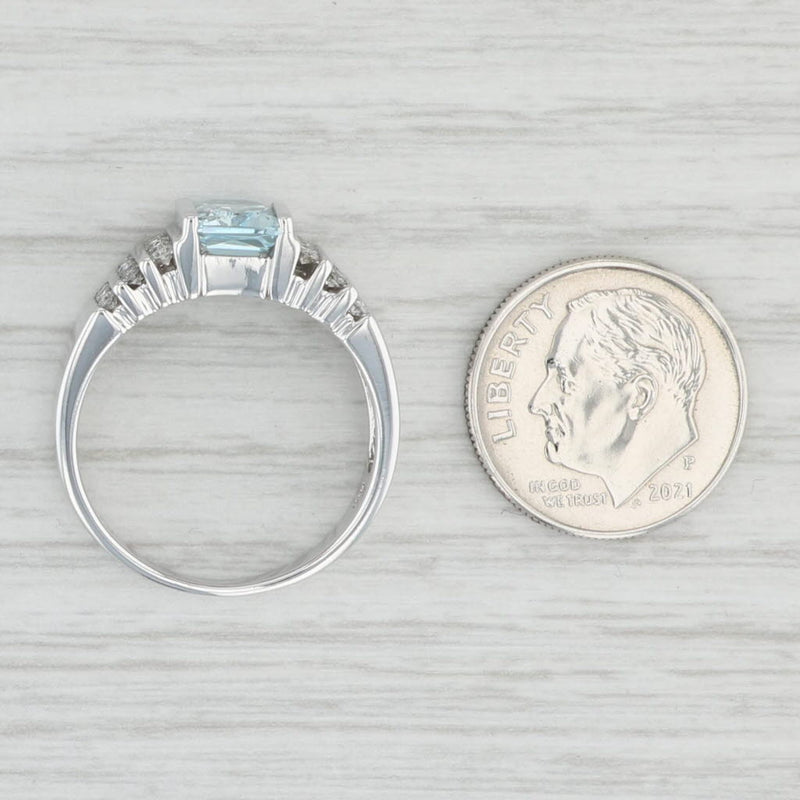 Light Gray 1.65ctw Aquamarine Diamond Ring 14k White Gold Size 8.5 March Birthstone