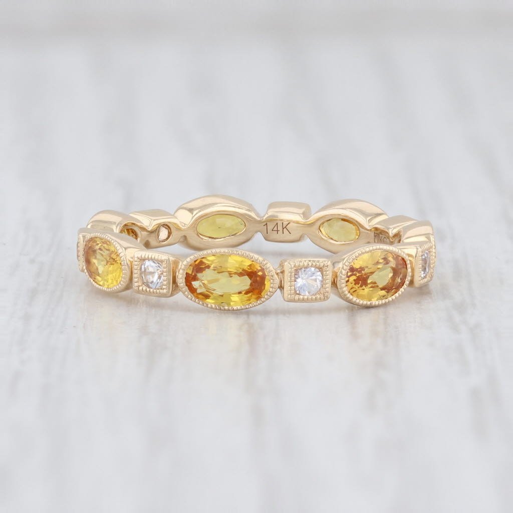 Light Gray New Beverley K 2.22ctw Yellow Sapphire Stackable Ring 14k Gold Eternity Band 6.5