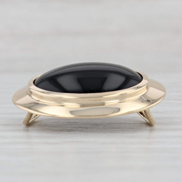 Light Gray Onyx Slide Pendant 14k Yellow Gold Statement Oval Cabochon Solitaire