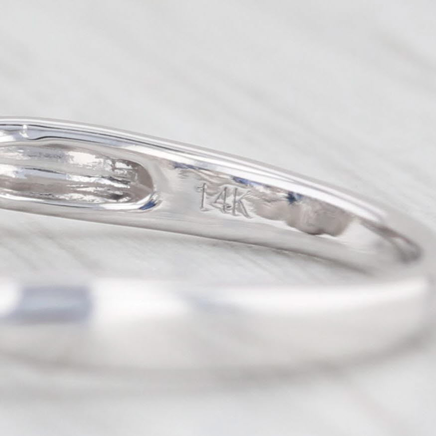 Light Gray 0.73ctw Blue Sapphire Diamond Ring 14k White Gold Stackable Wedding Band Sz 8.25