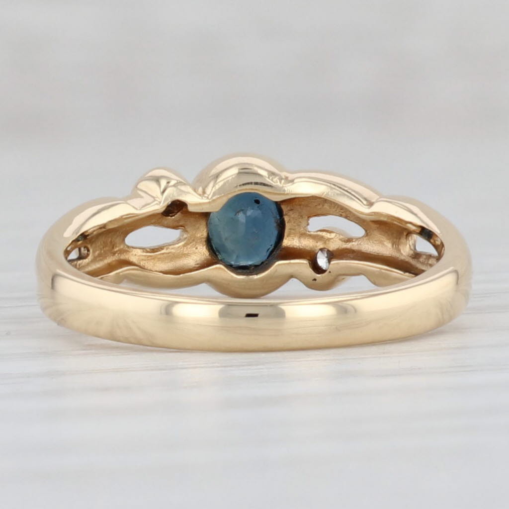 Light Gray 0.40ctw Oval Blue Sapphire Diamond Ring 18k Yellow Gold Size 6.5 Stackable