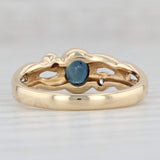 0.40ctw Oval Blue Sapphire Diamond Ring 18k Yellow Gold Size 6.5 Stackable