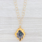 New Nina Nguyen Geode Amethyst Pendant Necklace Sterling Gold Vermeil 19.5"