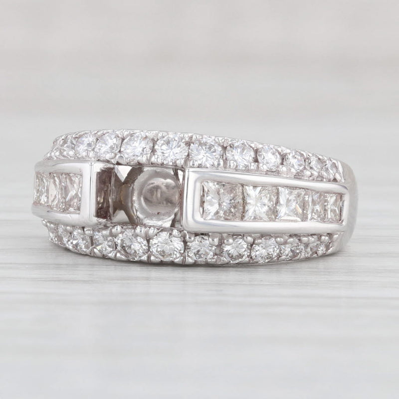 Light Gray 1.60ctw Semi Mount Diamond Ring 14k White Gold Engagement Size 6