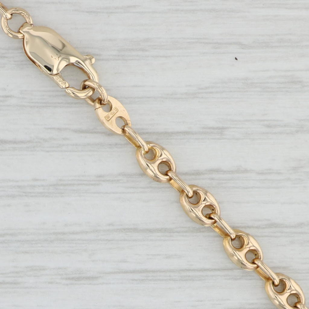 Light Gray Anchor Mariner Chain Necklace 14k Yellow Gold 24.5” 4.5mm Italian