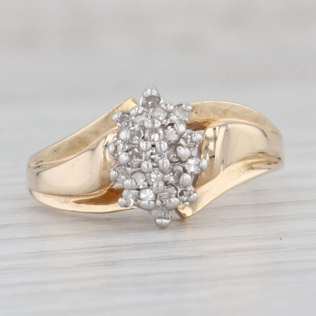 Light Gray 0.16ctw Diamond Cluster Ring 10k Yellow Gold Size 7 Engagement