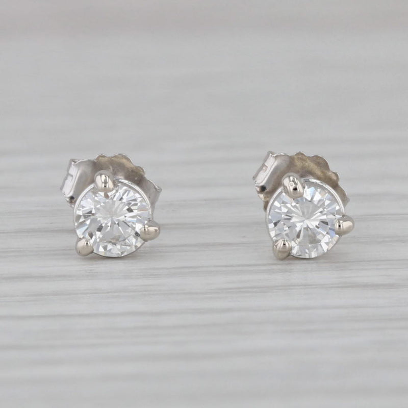 Gray New 0.39ctw Diamond Stud Earrings 14k White Gold VS2 Round Solitaires