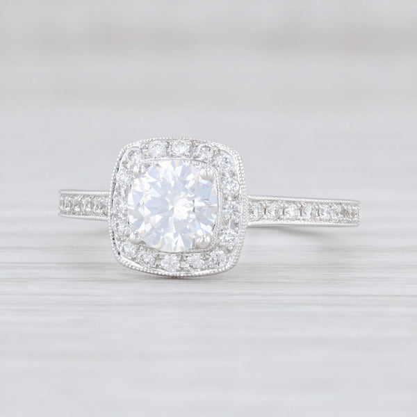New Beverley K Semi Mount Diamond Halo Engagement Ring 14k Gold Size 6.75 Round