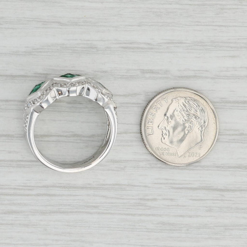 Light Gray 0.93ctw Emerald Diamond Ring 14k White Gold Size 6.75
