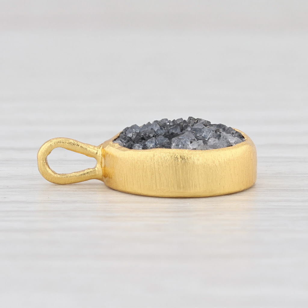 Light Gray New Nina Nguyen Black Druzy Quartz Pendant Sterling Silver 22k Gold Vermeil