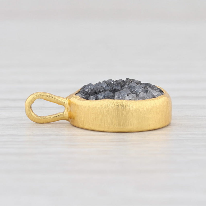 New Nina Nguyen Black Druzy Quartz Pendant Sterling Silver 22k Gold Vermeil