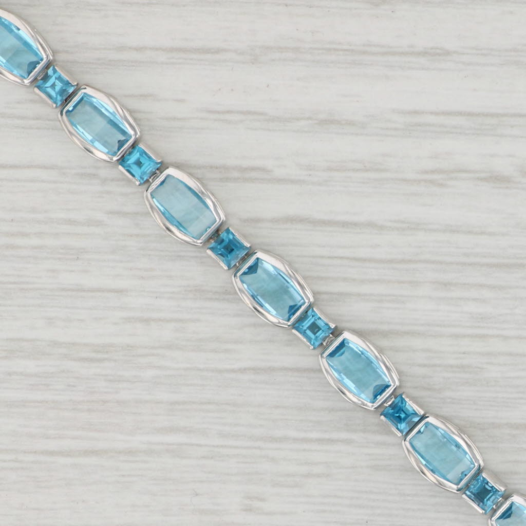 Light Gray New 15.80ctw Blue Topaz Tennis Bracelet 10k White Gold 6.75” 5.9mm