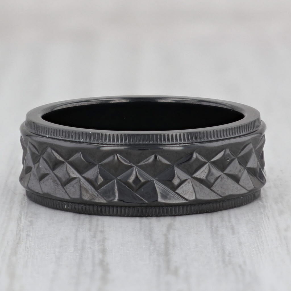 Dark Slate Gray New Textured Black Titanium Ring Size 9.75-10 Men's Wedding Band