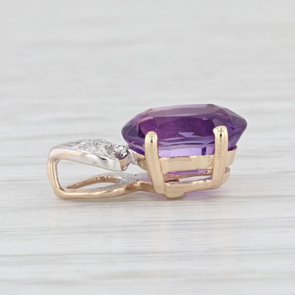 Light Gray 1.20 Amethyst Pendant Diamond 14k Yellow Gold February Birthstone