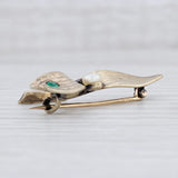 Art Nouveau Flower Brooch 14k Yellow Gold Pearl Emerald Vintage Floral Pin