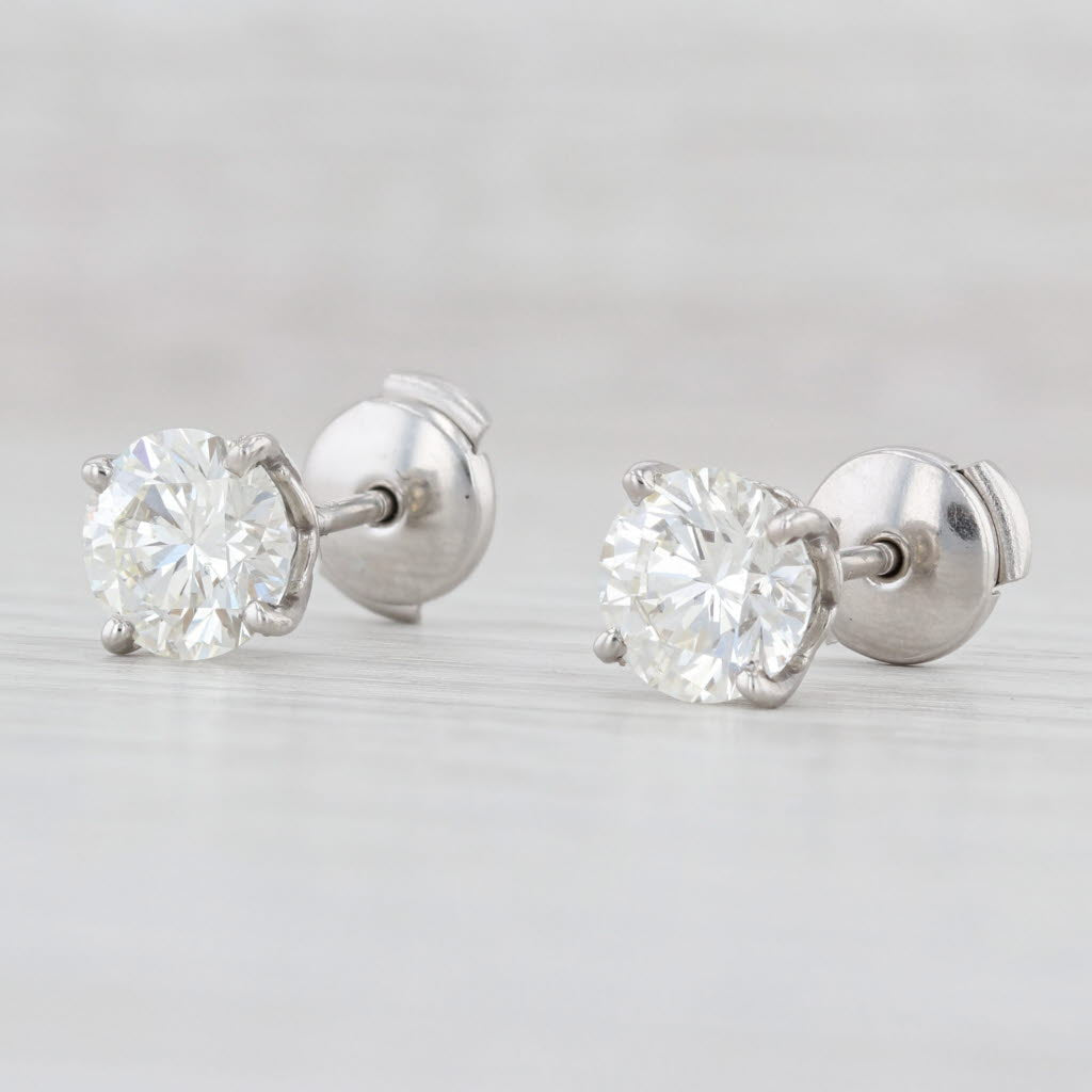 Light Gray New 3.02ctw Diamond Stud Earrings Platinum Round Brilliant Solitaire Studs GIA