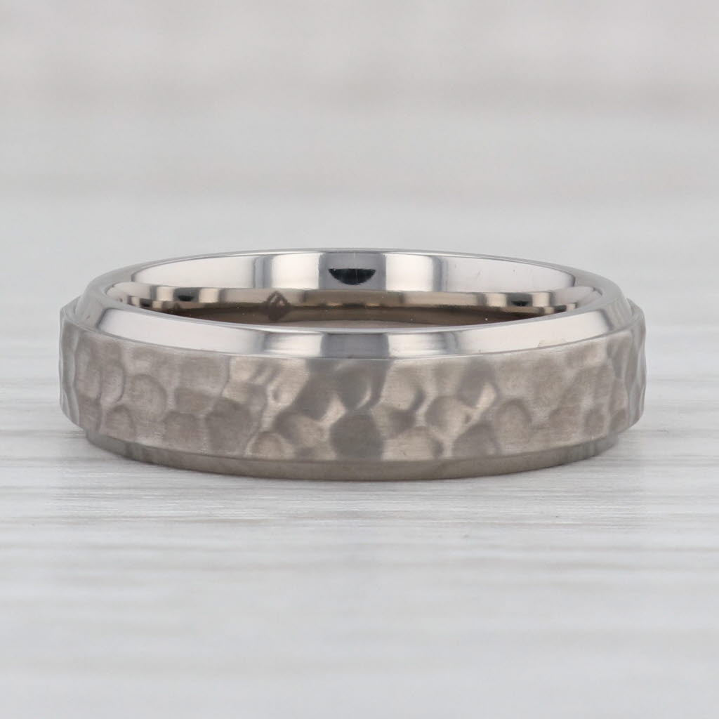 Light Gray New Men's Hammered Titanium Ring Size 8.75 Wedding Band Comfort Fit