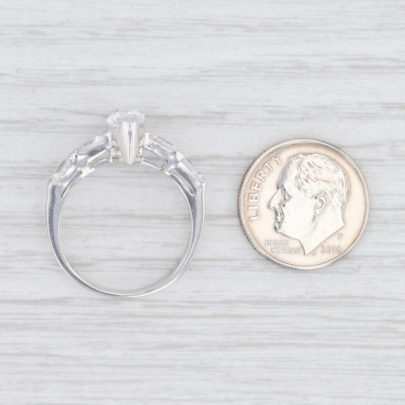 New CZ Marquise Solitaire Ring Sterling Silver Sz 7.5 Cubic Zirconias Engagement