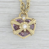 Light Gray Judith Ripka 2.47ctw Diamond Amethyst Heart Pendant Necklace 18k Yellow Gold 16"