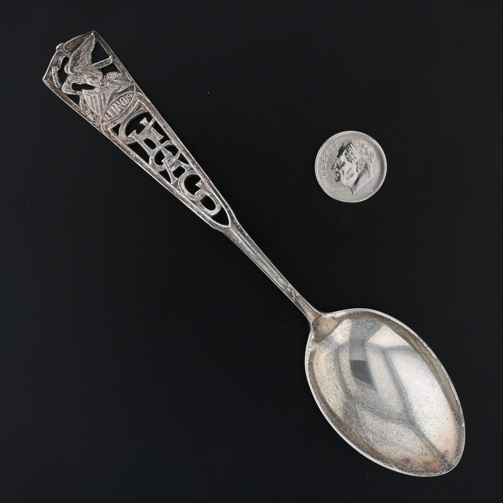 Black Chicago Illinois Souvenir Spoon Sterling Silver Watson Vintage Eagle Seal