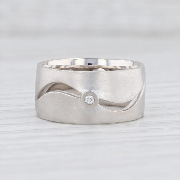 Light Gray New Bastian Inverun Ring Sterling Silver Curved Cutout Diamond 12886 Size 60 9