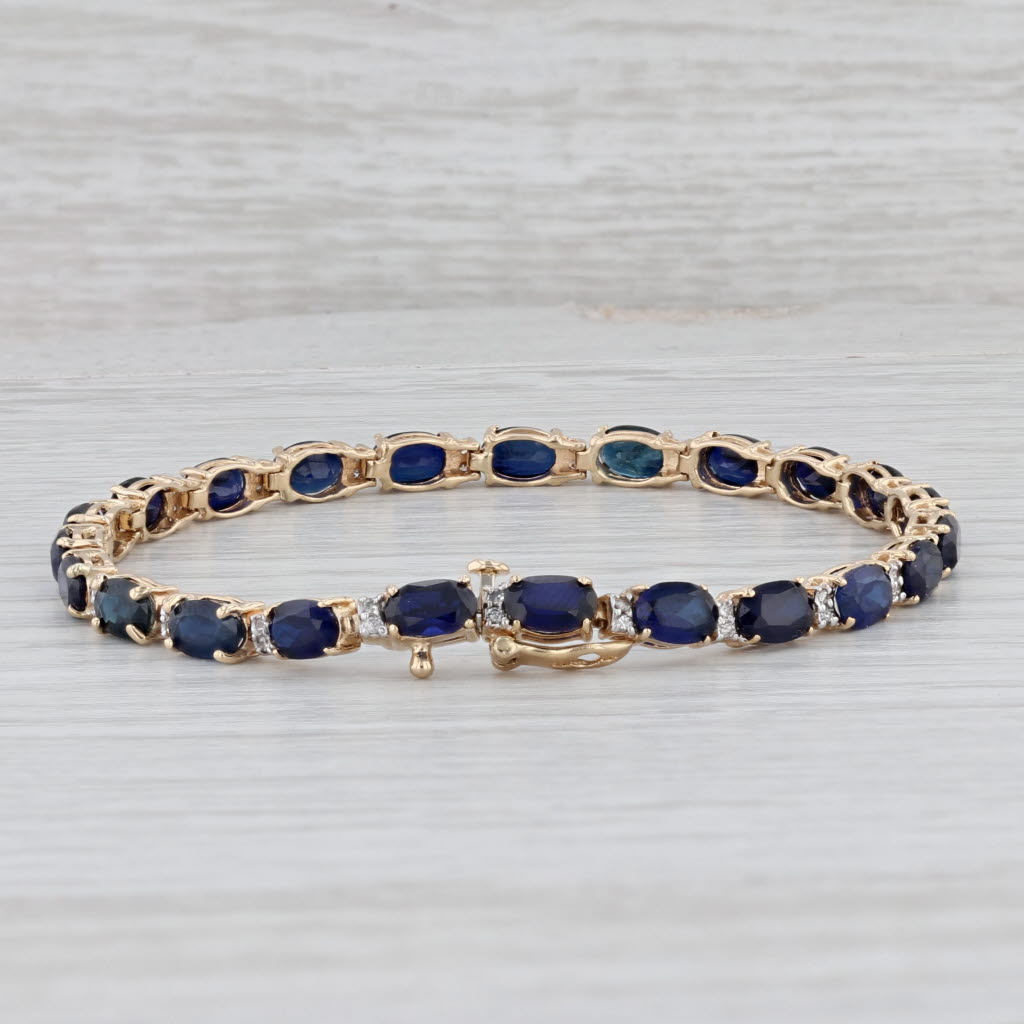 Light Gray 15.25ctw Lab Created Sapphire Diamond Tennis Bracelet 14k Yellow Gold 7" 4.1mm