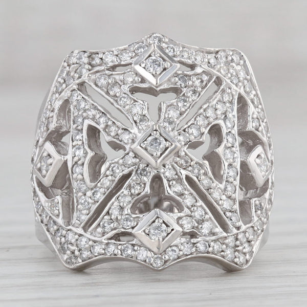Gray 0.90ctw Diamond Cocktail Ring 14k White Gold Size 7