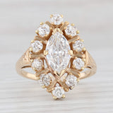 2.25ctw Marquise Diamond Halo Ring 14k Yellow Gold Size 7 Vintage Engagement