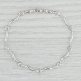 Light Gray 0.23ctw Diamond Heart Bar Link Bracelet 10k White Gold 7.5" 4.6mm