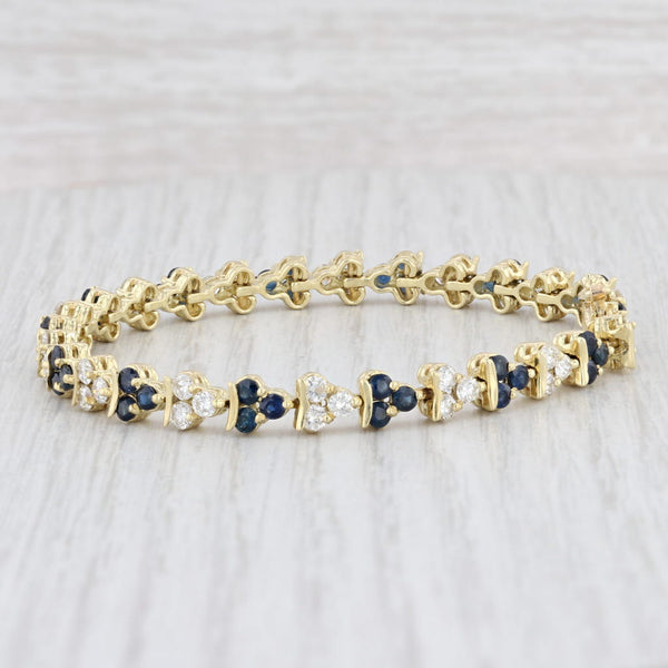 La Triomphe 6ctw Sapphire Diamond Cluster Tennis Bracelet 18k Yellow Gold 7”